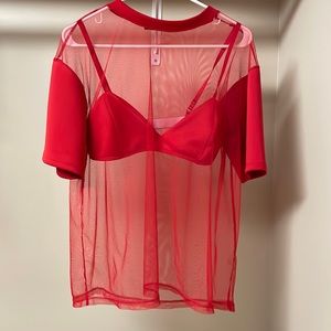 2pc mesh shirt and bra